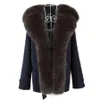 Mulheres pele falsa maomaokong casacos de inverno roupas femininas natural real casaco de pele de raposa parkas forro de coelho jaquetas 231113