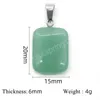 Natural Stone Pendants Rose Quartz Agate Square Healing Crystals Stone Charms for Jewelry Making DIY Necklace Earrings Women