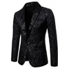 Męskie garnitury Blazers Gold Jacquard Bronzing Floral Blazer Suit Single Button Kurtka ślubna Party Stage Coster 231113