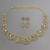 Chaînes Motif Vente De Luxe Strass Collier Boucle D'oreille Ensemble Haute Couture Accessoires Mariée Bijoux Ornements En Gros