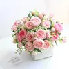 Fleurs décoratives 32 cm rose soie pivoine artificielle rose mariage maison bricolage décor de haute qualité grand bouquet accessoires artisanat blanc fausse fleur