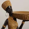 Decoratieve beeldjes Geweven textuur Afrikaanse tribale vrouw Zwarte meisjes Ornament Karakteristieke objecten Home Decor Accessoires