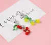 Nyckelringar Söt bananananas Strawberry Fruit 3D Crystal Keychain för Summer Key Chains Ring Bag Pendent Charm AirPods Accessories D614