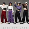 Stage Wear 2023 Jazz Costumes de danse moderne pour enfants Crop Tops Pantalons amples Costume Filles Hip Hop Streetwear Tenues DQS14457