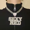 Hänge halsband Anpassat namn halsband aaaa zirkoniumbaguettbrev med Big Heart Hoop Cuban Chain Pendant för män Kvinnor Hip Hop T230413