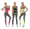 Yoga-outfit 2-delige set s outfits set elastische geleidelijk veranderende sportbeha panty pak fitness workout leggings 231114