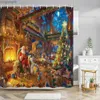 Douchegordijnen Kerst Decoratieve Douchegordijnen Open haard Kerstboom Nieuwjaarscadeau Badkamer Decor Stof Bad Curtian Hangende Muur R231114