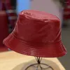 Berets unisex wiadro kapelusz wodoodporny stały kolor odwracalny słoneczny faux skórzany płaski rybak do codziennego zużycia