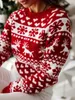 女性のセーター2023女性用冬クリスマスセータークリスマスムースプリント長袖