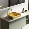 Rubinetti per lavabo da bagno Lavabo da appoggio in acciaio inossidabile dorato Lavabo singolo quadrato nero El Wash di lusso leggero