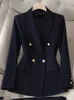 Dameskostuums Blazers Grijs Marineblauw Zwart Formele Blazer Dames Dames Dames Lange mouw Enkele rij knopen Effen werkkledingjas 231114