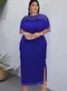 Plus Size Dresses Elegant Tassel Long Bodycon Tulle Patchwork Curvy Women Clothes Birthday Evening Party 3xl 4xl 5xl 6xl