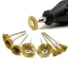 Spazzole 24 pezzi ruote in filo di acciaio ottone trapano utensili rotanti lucidatura per set di rimozione ruggine metallo Dremel 230414