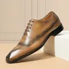 Dress Shoes Italian Mens Formal Oxfords Luxury Genuine Leather Handmade Quality Fashion Elegant Black Wedding Social Brogues Man