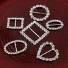 120pcs/lot 6Design Bling Metal Rhinestone Buckle Sliders For Clothes Clear Crystal Ribbon Buckles For Wedding Invitation Crafts
