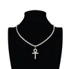 Classique rétro brillant cubique zircone croix pour hommes femmes mode or argent couleur cristal croix ras du cou pendentif collier bijoux de fête