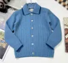 Cardigan per bambini con risvolto di lusso Maglione per bambini monopetto blu puro Taglia 100-160 Giacca lavorata a maglia per bambini di alta qualità Nov10