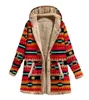 Womens Wool Blends Winter Cotton Hemp Printed Hooded Sweater Warm Plush Coat 231113