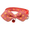 Dog Collars 144 Pcs/lot Adjustable Cute Necktie Cat Pet Collar Nylon Bell Kitten Star Print Bow Tie Bowknot