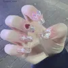 False Nails 24st Long Press On Nails Stars 3D Bow Design Sweet Style Full täckning Naglar Artificiella naglar avtagbar spara tid MH88 Q231114