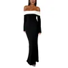 Casual Dresses Women s Off Shoulder Bodycon Maxi Dress Långärmad Ruched Montered Slim Fit Pencil Cocktail Party