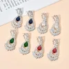 Stud Earrings Fashion Temperament Pear Shaped Water Drop Fringed Zircon For Women/girls Wedding Party Bridal Jewelry