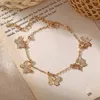 Pendant Necklaces New Arrival Butterfly Bracelet Simple Girls Sweet Butterfly Pendant Charm Bracelets Hand Jewelry Gifts For Women Beach AnkletL242313