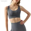 デザイナーAloo Yoga Bra Long Sleeveレディースタンクトップコントラストカラーカラーフェイク2ピーススポーツブラジャーブラジャー胸部クッションランニングフィットネスシャツ