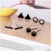 Stud New Round Triangle Studs Earrings Shaped Sier Gold Black Color Alloy Earring For Women Ear Jewelry 4 Pairs Drop Delivery Dhgarden Dhk14