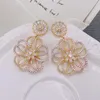 Dangle Earrings Lanyika Fashion Jewelry Young Lovely Hollow Lines Flower Cute Zircon Micro Plated Anniversary Birthday Trendy Gift