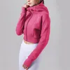 lu Mulheres Jaqueta de Yoga Com Capuz Mangas Compridas Roupa Cor Sólida Zíper Completo Jaquetas de Ginástica Moldando Cintura Fitness Jogger Roupa Esportiva Para Senhora BFJ5004