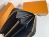 Portefeuilles Mode femmes portefeuille pochette motif diamant noir en cuir véritable unique fermeture éclair zippy portefeuilles dame dames long sac à main classique avec boîte orange 60017