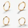 Cluster Rings S925 Sterling Silver Dynamic Perspective and Bentwood Design i Classic Gold Ring for Everyday Wear