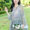 Women's Blouses Mulberry Silk Womens Summer Women's Elegant Fashion Floral Top For Woman Cloths Blusa Mujer Moda 2023