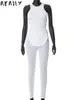 Survêtements pour femmes Akaily Summer White Streetwear Tracksui 2 Ensembles de deux pièces pour femmes Outfit O Neck Tops sans manches Skinny Pant Black Matching 230413