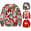 Erkek kazakları komik 3d baskı kedi süveteri erkekler kadınlar çirkin noel jumper'ları üstte tatil parti kazak hoodie sweatshirt 3xl 231113