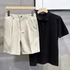 Mäns shorts Men's Suit Shorts Bomullsmodevandring Kort svarta män Lossa breda ben Shorts Homme Classic Brand Clothing Shorts Male 230414