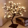 Lâmpadas de mesa Led Bonsai Tree Light Cherry Plum Blossom Night Tabetrop Art Atmosphere Fairy Mini para decoração da casa do quarto