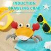 Animaux électriques/RC Crabe électrique dansant crabe jouet bébé ventre temps jouets en mouvement s'enfuir Rechargeable musical éviter automatiquement les obstacles 230414