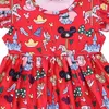 Robes de fille de Noël pour les filles tenues d'école de vacances de Noël manches flottantes robe florale décontracté Boho Twirly Skater vêtements