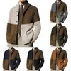 Kurtki mężczyzn w stylu Anglii Knit Sweter Mężczyzna kolorowy Karban Lapel Pojedynczy płaszcz Knitwear Sweters Ubranie 231114
