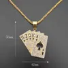 Hanger kettingen Hiphop Iced -out speelkaart rechtstreeks spoeling hanger met roestvrijstalen ketting heren poker ketting gouden sieraden dropshipping t230413