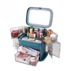 Storage Boxes Luxurious Makeup Organizer With Chargeable LED Mirror Dust Water Proof Cosmetic Box Skin Care Products For Artist