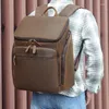 Sac à dos Luufan hommes en cuir véritable 15.6 "ordinateur portable affaires sac à dos mâle voyage Tucksack Shoold sac pour homme sac à dos hommes