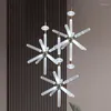 Chandeliers Bar Cafe Deco Led Snowflake Light Glass Pipe Pendant Lamp For Kitchen Dining Room Lustre El Stairwell Lighting Luminaire