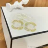 مصمم نسائي الذهب مطلي بالقرار خطاب الحلق زهرة الماس أقراط العلامة التجارية هدية حفل زفاف