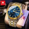 Wristwatches OLEVS Quartz Watch for Men Luxury Diamonds Gold Waterproof Luminous Stainless Steel Business Mens 231114