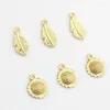 Pendanthalsband 10st/packar liten storlek Fashion Zinc Alloy Gold Plated Sunflower/Feather Metal DIY Charm Y15869