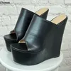 Olomm Handmade Women Platform Mules Sandals Slippers КЛАБОТЫ ПИСА