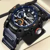 Armbandsur Lige Top Luxury Original Sports Wrist Watch for Men Quartz Silicone Waterproof Dual Display Military Watches Relogio Masculino 231114